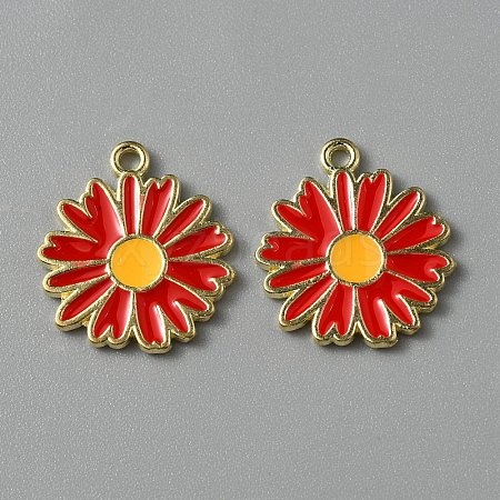 Light Gold Plated Alloy Enamel Pendants ENAM-WH0001-36LG-06-1