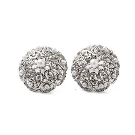 304 Stainless Steel Flower Stud Earrings for Women EJEW-Z068-05P-1