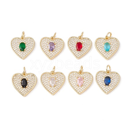 Brass Micro Pave Cubic Zirconia Pendants KK-E005-35G-1