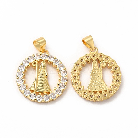 Rack Plating Brass Micro Pave Cubic Zirconia Pendants KK-H436-10G-1