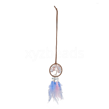 Iron Woven Web/Net with Feather Pendant Decorations AJEW-B017-20-1