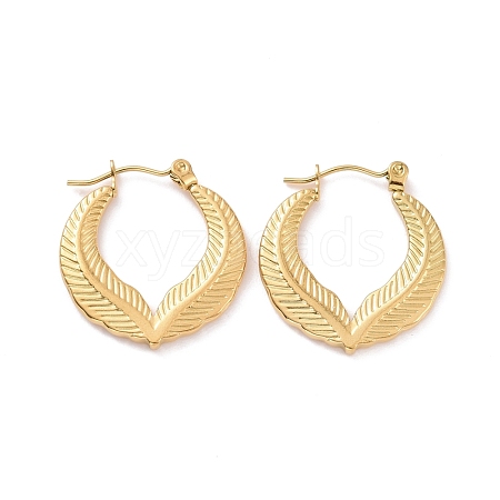 Ion Plating(IP) 304 Stainless Steel Double Leaf Wrap Hoop Earrings for Women EJEW-G293-23G-1