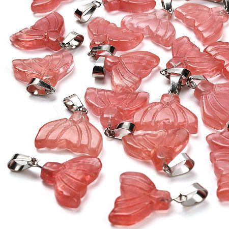 Cherry Quartz Glass Pendants G-Z067-01P-06-1