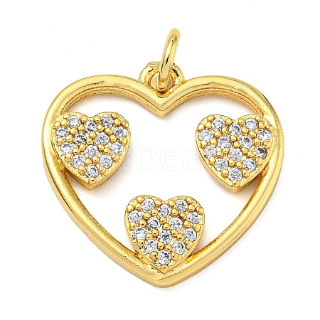 Rack Plating Brass Micro Pave Clear Cubic Zirconia Pendants KK-Z063-10G-02-1