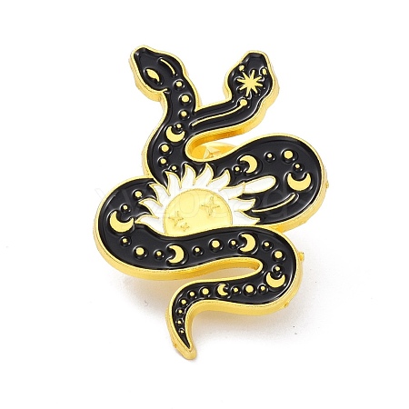 Snake and Sun Alloy Enamel Brooches ENAM-C001-05G-1