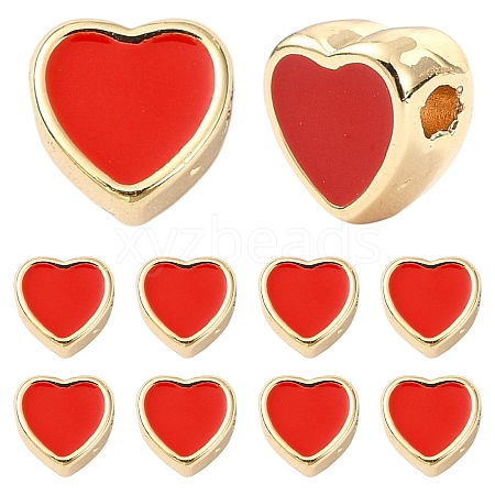 10Pcs Brass Enamel Beads KK-YW0004-20-1