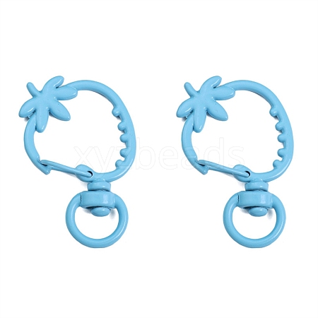 Spray Painted Strawberry Spring Ring Clasps PW-WGB8233-06-1