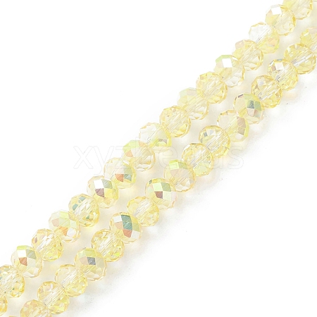 Electroplate Transparent Glass Beads Strands EGLA-K015-07E-1