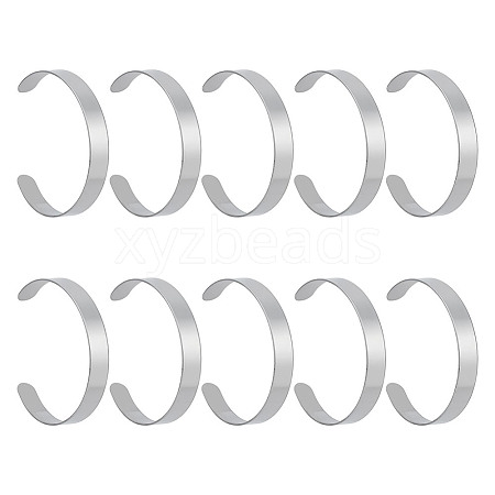 GOMAKERER 10Pcs 304 Stainless Steel Open Cuff Bangles BJEW-GO0001-02A-1