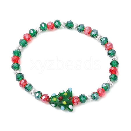 Christmas Tree Glass Beaded Stretch Bracelets BJEW-JB11187-1