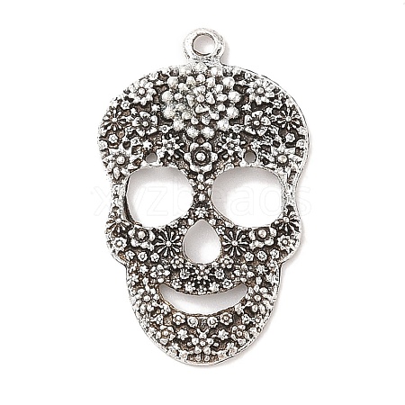 Day of the Dead Ornaments Tibetan Style Sugar Skull Pendants X-TIBEP-22828-AS-NR-1