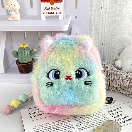 Cartoon Style Cartoon Kitten Plush Cloth Wallets PW-WG284DC-01-1