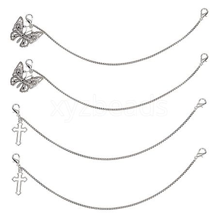 4Pcs 2 Styles Alloy Shoe Decoration Chain AJEW-FG0003-81B-1