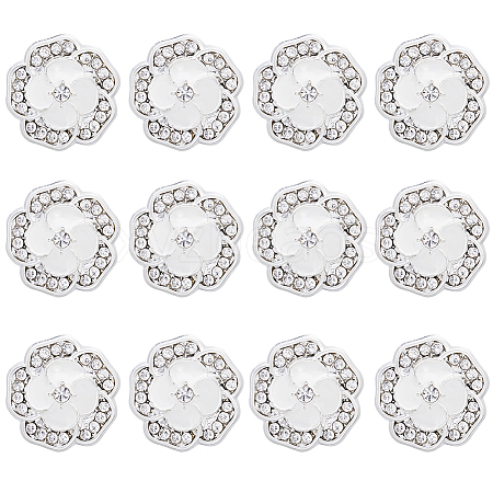 12Pcs Alloy Rhinestone Shank Buttons BUTT-GF0003-66-1
