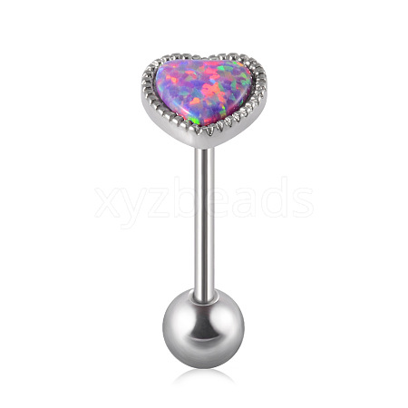 304 Stainless Steel with Synthetic Opal Tongue Rings WGE7D3A-09-1