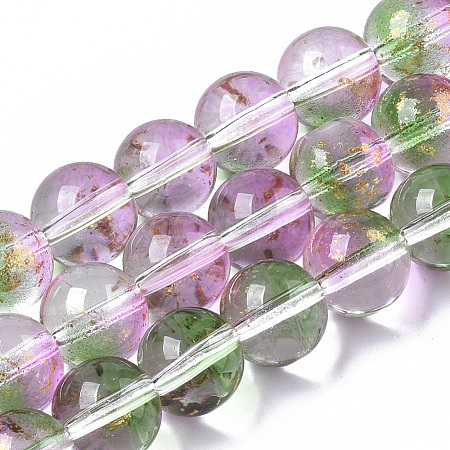 Transparent Spray Painted Glass Bead Strands X-GLAA-N035-03D-B01-1