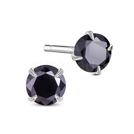 SHEGRACE Rhodium Plated 925 Sterling Silver Four Pronged Ear Studs JE420F-01-1