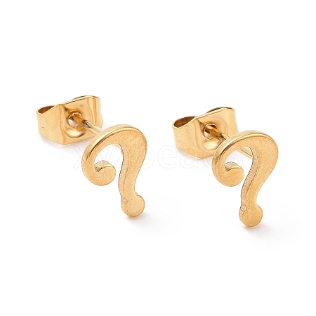 304 Stainless Steel Question Mark Stud Earrings for Women Men EJEW-G318-06G-1