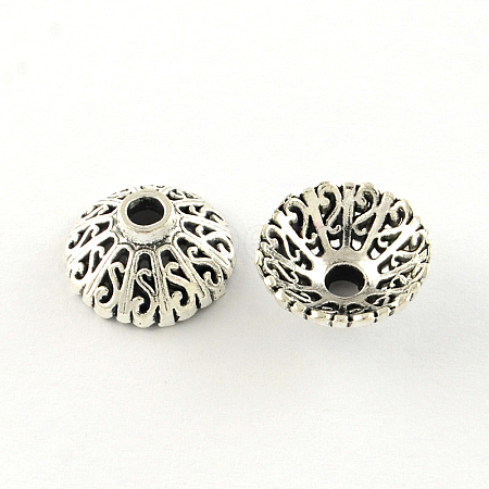 Apetalous Tibetan Style Alloy Bead Caps TIBE-Q046-03AS-LF-1