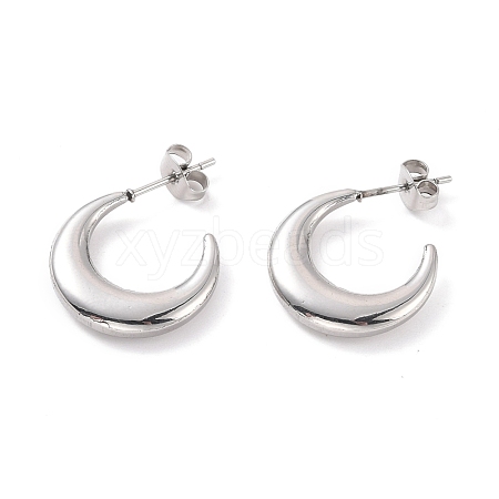 Non-Tarnish 304 Stainless Steel Crescent Moon Stud Earrings for Women EJEW-F280-05C-P-1