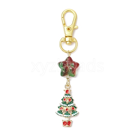 Christmas Theme Alloy Enamel with Rhinestone Pendant Decoration KEYC-JKC00977-03-1