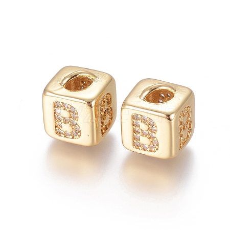 Brass Micro Pave Cubic Zirconia Beads ZIRC-G162-15G-B-1