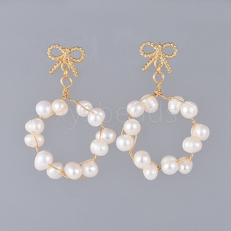 Bowknot Stud Earrings EJEW-JE03750-02-1