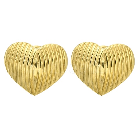 Ion Plating(IP) 304 Stainless Steel Heart Stud Earrings EJEW-I316-07G-1