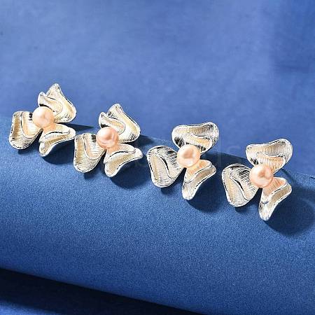 Natural Pearl Ear Studs EJEW-L099-04S-1