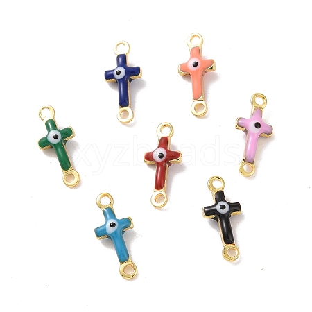 Brass Enamel Connector Charms KK-J302-08G-1