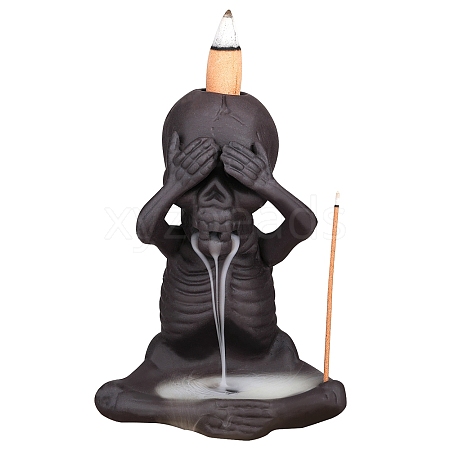 Ceramic Skull Backflow Incense Burner Smoke Waterfall Incense Holder JX839A-1