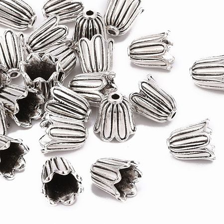 Cadmium Free & Lead Free Antique Silver Tibetan Style Flower Bead Caps X-TIBEB-00864-AS-R-1