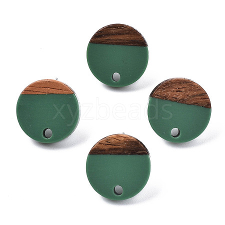 Opaque Resin & Walnut Wood Stud Earring Findings MAK-N032-007A-B02-1