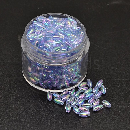 AB Color Plated Rice Electroplated Eco-Friendly Transparent Acrylic Beads X-PACR-I002-13-1