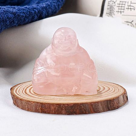 Natural Rose Quartz Carved Healing Buddha Figurines WG68189-01-1