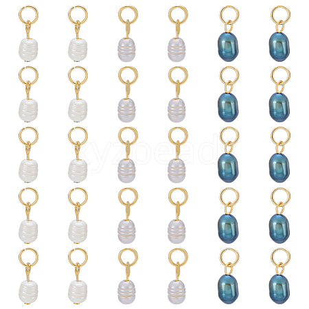 30Pcs 3 Colors Natural Pearl Pendants PALLOY-PH01824-1