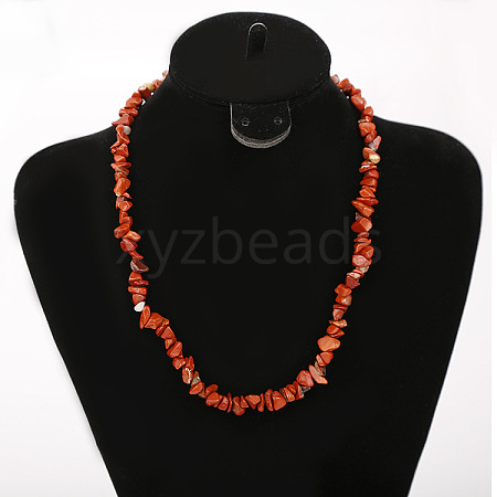 Natural Red Jasper Chip Beaded Necklaces for Women FS-WG9F5E2-11-1