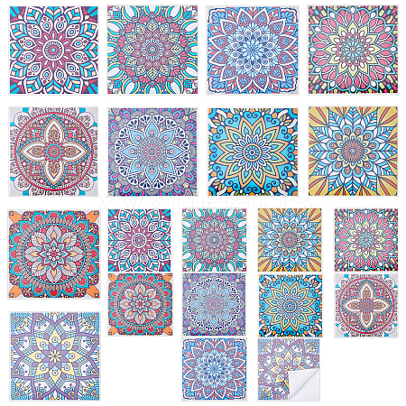 ARRICRAFT 2Sets 2 Style Square PVC Self-Adhesive Mandala Pattern Paper DIY-AR0001-89-1