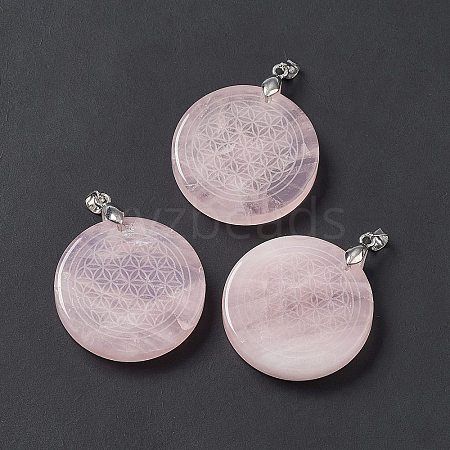 Natural Rose Quartz Pendants G-P491-03P-06-1