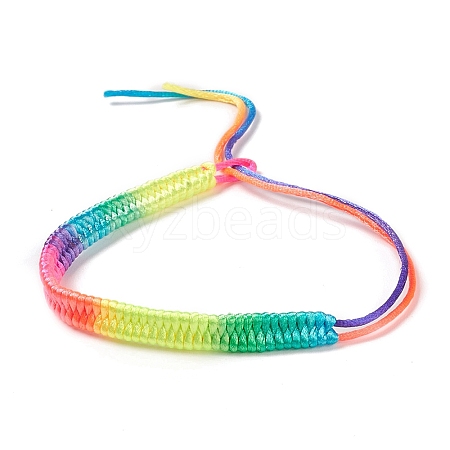 Rainbow Color Polyester Braided Adjustable Bracelet Making for Women BJEW-F454-01-1