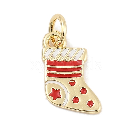 Christmas Brass Enamel Charms KK-Q028-71G-04-1