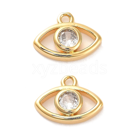 Brass Cubic Zirconia Charms KK-D300-11G-1