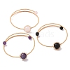 Natural Mixed Gemstone Round Beaded Cuff Bangle BJEW-JB09417-1