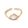 304 Stainless Steel & Natural Shell Cuff Rings for Women RJEW-G372-01G-08-4