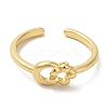 Moon & Flower Rack Plating Brass Open Cuff Finger Rings for Women RJEW-L123-011G-2