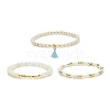 3Pcs 3 Style Natural White Jade & Moonstone & Synthetic Hematite Beaded Stretch Bracelets Set BJEW-JB09120-4