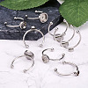 9Pcs 3 Styles 304 Stainless Steel Cuff Pad Ring Settings STAS-PJ0001-16P-10