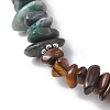 Natural Tiger Eye & African Turquoise(Jasper) Chip Beaded Stretch Bracelets BJEW-JB10776-01-4