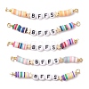 5Pcs 5 Colors Handmade Polymer Clay & Acrylic BFFS Friendship Heishi Links Connector Charms PALLOY-JF03351-1