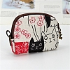 Cat Printed Canvas Cloth Zipper Wallets Purse for Women PW-WG27797-08-1